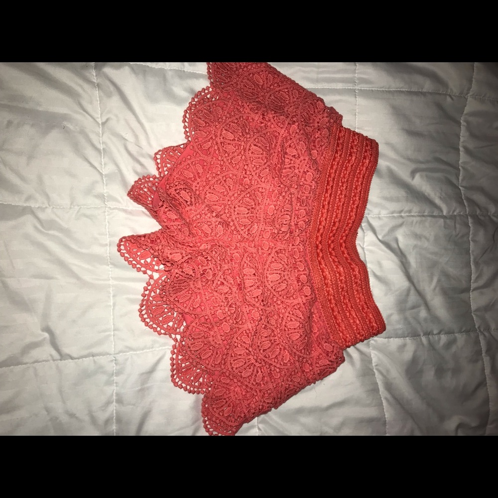 coral lace shorts